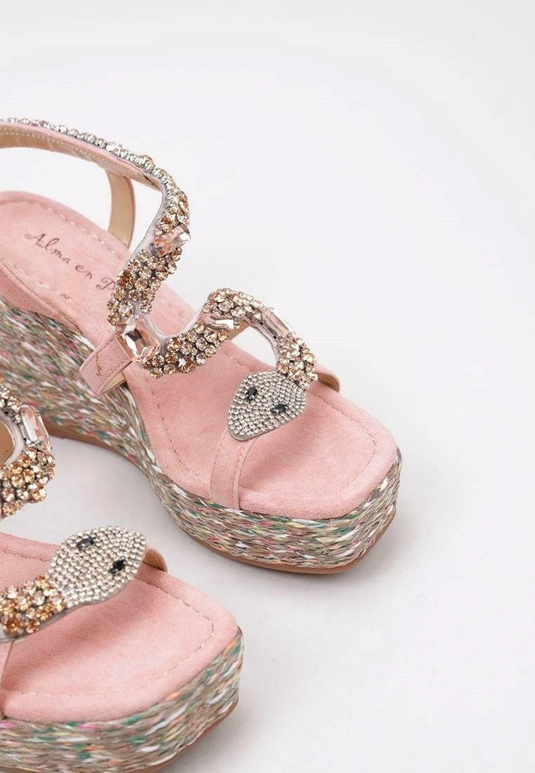 Alma En Pena Sandalen Met Sleehak - Pink 5 Alma En Pena Sandalen Met Sleehak - Pink - Afbeelding 5